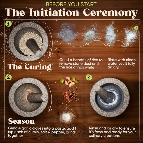Steps to prepare Unpolished Granite Mortar And Pestle Set One And A Half Cup Capacity Heavy Duty Stone Grinding Tool