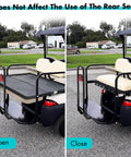 Universal Golf Cart Rear Safety Grab Bar With Triangle Reflector Fits Yamaha Club Car EZGO showing open and closed positions