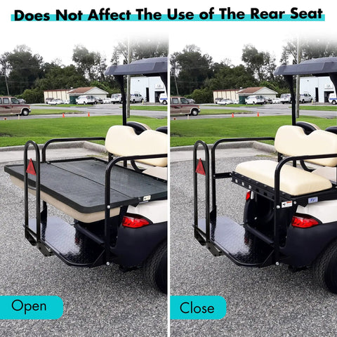 Universal Golf Cart Rear Safety Grab Bar With Triangle Reflector Fits Yamaha Club Car EZGO showing open and closed positions