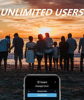 Smart Garage Door Opener Controller With WiFi Upgrade Turns Your Standard Opener Into Voice Command Ready Smart Home Hub With Alexa Google Assistant IFTTT Remote Access No Annual Subscription Required app screen with family on beach at sunset