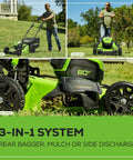 80V Self Propelled 21-Inch Cordless Lawn Mower with 3-in-1 system for bagging, mulching, side discharge