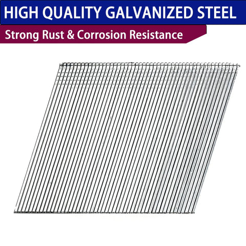 Pro Grade 16 Gauge 20 Degree Finish Nails 900 Piece Assortment Kit Chisel Point Coil Nails 1 1/4 2 2 1/2 Inches Galvanized Steel in coil.