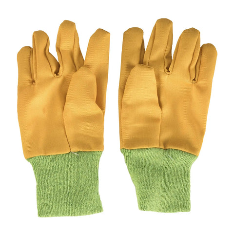 Yellow garden gloves from Kids Garden Tool Set With Tote Bag All In One Kit Includes Watering Can Gloves Shovel Rake Fork And Garden Tote Perfect Starter Garden Tools For Little Green Thumbs Educational Fun In The Yard