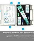 Value Series EC20 Conductivity Pocket Tester Kit With BPB Sensor Auto Calibration And Auto Temperature Compensation 0 To 20 mS/cm case with meter, solutions, batteries, lanyard
