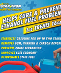 Person pouring Star Tron Enzyme Fuel Treatment into a gas can, helps cure and prevent ethanol fuel problems.