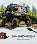 Polaris Ranger on rugged terrain featuring Beefed Up ADR Front Axle For Polaris Ranger 1000 And XP 1000, Chromoly Steel Construction USA Made