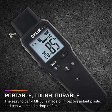Pin Moisture Meter With Bluetooth For Instant Data Sharing Via Mobile App, rugged pin probe, waterproof body, display screen