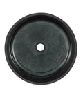 Top view of Avallon 16.5 Inch Round Glass Vessel Sink In Black For Above Counter Install Designed For Wall Mounted Faucets.