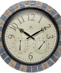 Inca II 18 Inch Outdoor Clock Thermometer Weather Station Combo All Weather Waterproof Large Wall Clock With Faux Stone Mosaic Frame