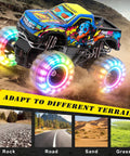 Monster Truck RC Car For Kids 1 To 20 Scale 2.4GHz All Terrain Toy With Lights Rechargeable Batteries Realistic Details