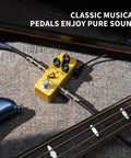 Golden Horse Overdrive Tone Pedal For Electric Guitar With True Bypass Two Voice Modes Normal Soft Boost For Lead And Rhythm Kickin Crunchy Drive For Studio And Stage on carpet with guitar and amp.