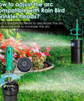 Guide to adjusting arc on Rain Bird sprinkler using All In One Sprinkler Head Tools Kit Eight Pack Compatibility Wrenches.