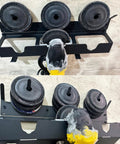 Three Bay Angle Grinder Holder With Disc Hook Rack For Garage Or Workshop And Tool Trailer, Holds Up To Three Grinders