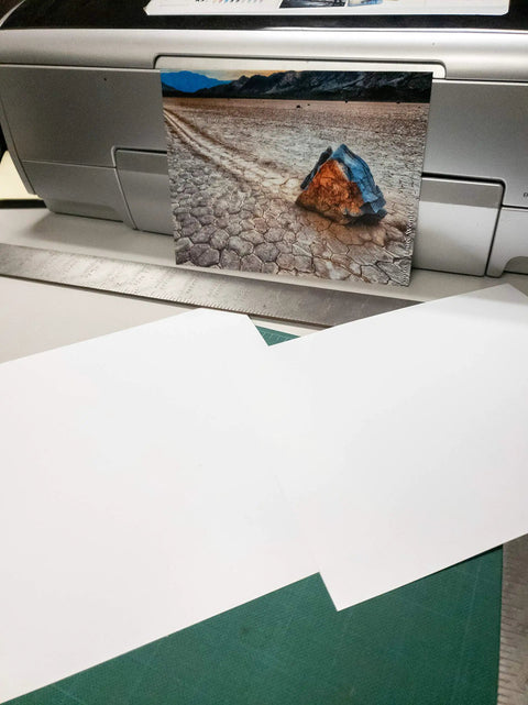 11x14 Cold Press Watercolor Paper for Inkjet Printers, 25 Sheets, Acid Free, Archival Quality next to a printed photograph