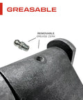 Close-up of Heavy Duty Weld On Trailer Hinges 2 Pack Steel Leaf Style, featuring removable grease zerk for easy maintenance.