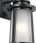 Transitional Outdoor One Light Wall Mount From Harbor Bay Collection in black with frosted glass, wet location rated
