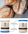 40oz Wide Mouth Sourdough Starter Jar Kit With Marked Feeding Band, Scraper, Cloth Cover, And Silicone Lid Base, loaves