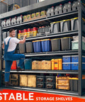 Heavy Duty 60 Inch Wide Garage Shelving Unit With 3000 Lbs Capacity, 5 Tier Metal Storage Racks For Garage Basement Pantry Workshop And More, Built To Last Steel Shelves For Maximum Space And Clean Up Clutter. 60W x 72H x 24D steel rack in garage