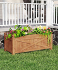 Wooden Raised Garden Bed With Drainage Holes Built Tough For Outdoor Patios And Balconies, Weatherproof Fir Wood Planter Box on grass