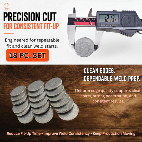 1 Inch Nominal Pipe End Caps A36 Steel CNC Cut 0.120 Inch Thick 1.213 Inch Diameter Weld On End Caps 18 Pack with caliper