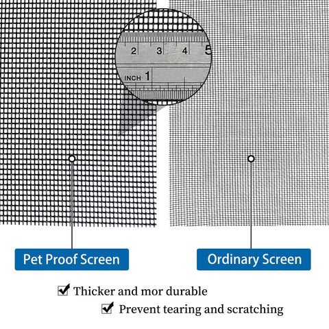 Pet Proof Window Screen Repair Kit With Extendable Cleaning Tool And Thickened Screen Replacement Spline Tool Set comparison of screen thickness