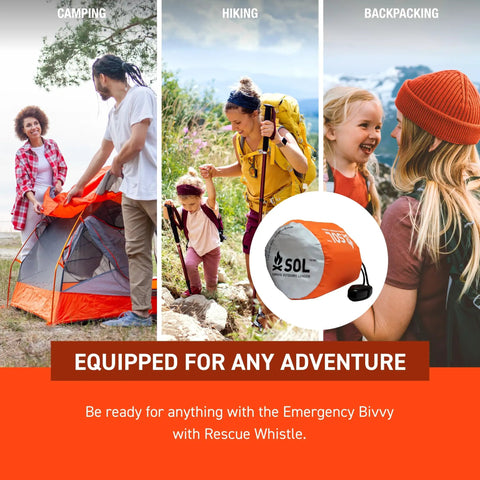 Ninety Percent Heat Reflective Emergency Bivvy With Survival Whistle And Paracord Drawstring for camping and hiking use.