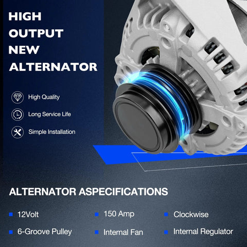 Beefed Up 150 Amp Alternator Replacement For 2014 Through 2019 Silverado Sierra 1500 2500 3500 HD Express Tahoe Suburban Escalade