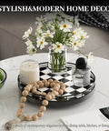 10.2 Inch Black White Checkerboard Lazy Susan Organizer With Oak Base And Iron Frame Ultra Slick Rotating Serving Tray