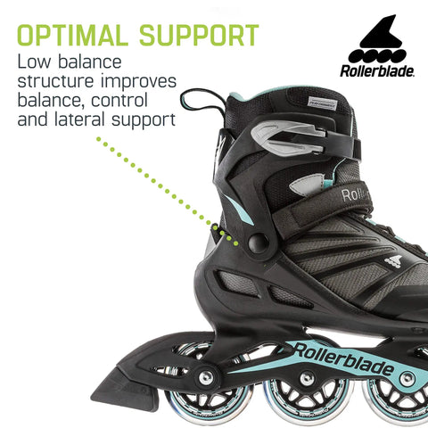 Zetrablade Womens Inline Skates For Fitness And Casual Cruisin Skating, High Cuff Support shown close up with branding and structure