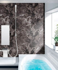 Dark Marble Peel And Stick Wallpaper For Countertops And Cabinets, Waterproof Vinyl Wrap, on bathroom wall near bathtub