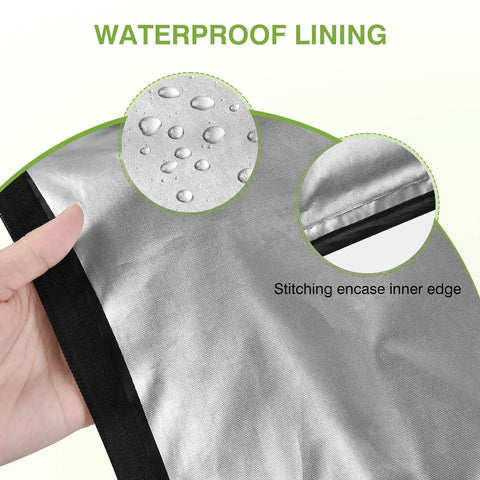 Close-up of 2 Pack 12X16 Inch Waterproof Wet Laundry Bags' TPU coated fabric with water droplets and stitching detail.
