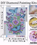 Butterfly Diamond Art Painting Kit For Adults Full Drill 5D Round Diamonds Diy Craft Kit Beginner Friendly 12x16 Inch For Stress Relief