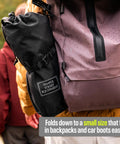 Backpack with Ultra Lightweight Compact Camping Chair With Low Back Minimalist Design in small carry bag