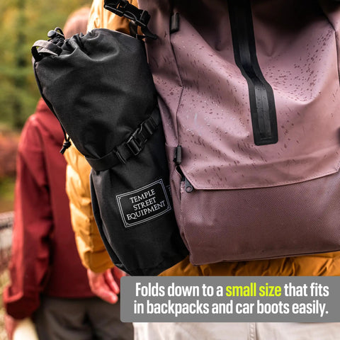 Backpack with Ultra Lightweight Compact Camping Chair With Low Back Minimalist Design in small carry bag