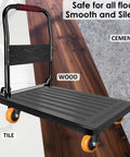 Built Like A Tank Three Inch Swivel Caster Wheels Set Of Four Heavy Duty Polyurethane Treads For Workbenches And Shop Gear Rolls Like Butter Dual Ball Bearings Orange Edition Come Fully Loaded With All Hardware on a dolly, showcasing smooth surfaces.