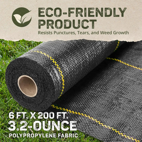 Heavy Duty Weed Barrier Fabric 6x200 Feet Ground Cover Mat For Greenhouses Gardens Raised Beds And Outdoor Landscaping
