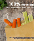 Greaseproof Paper Sandwich Bags 200 Pack 7 By 6 By 1 Inches Unbleached Brown Bags with carrots and celery inside.