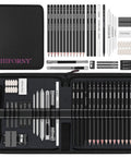 All In One 42 Piece Drawing Set For Artists And Beginners With Graphite Pencils Charcoal Pencils Blending Tools in a zippered case