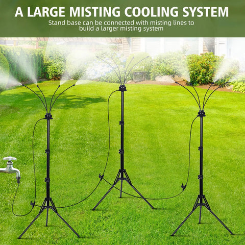 Standing Patio Misting System With Adjustable Height Up To 5.25 Feet, 26.2 Ft Water Line, Portable Outdoor Mister on lawn