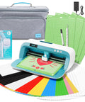 Portable Vinyl Cutter Kit With Carrying Case Bundle containing 36 vinyl sheets, tools, and accessories for DIY sticker projects.