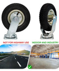 Top Notch 8 Inch Pneumatic Industrial Caster Wheels With Slick Black Rubber Tires For Smooth Rolling And Heavy Duty Floor Protection Steel Hub Ball Bearing Swivel Base Pack Of 2 showing indoor use.