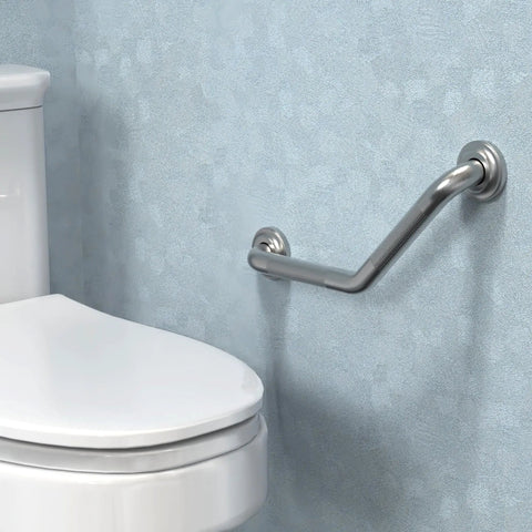 Angled Wall Mount Grab Bar 1 1/4 Inch with Knurled Grip for Stud Installation, ADA Compliant Heavy Duty 500 Lb Support in bathroom