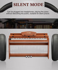88 Key Digital Piano Keyboard Full Size Electric Piano With Stand Headphone Jack Three Pedals LCD Display Silent Mode Feature