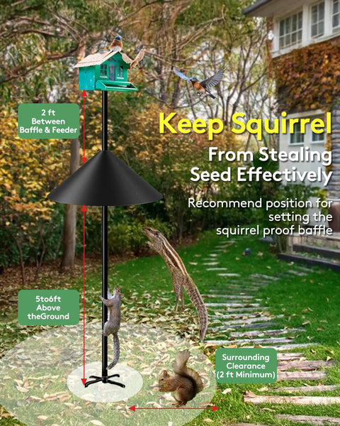 19 Inch Metal Squirrel Baffle For Bird Feeder Poles And Shepherds Hook Heavy Duty Outdoor Guard Chew Proof And Rust Resistant.