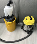 Turbocharged Dual Filtration Cyclone Dust Collector For Woodworking With Two Point Five Inch Hose setup in woodworking shop.