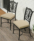 Outdoor Chair Cushions Set Of 4 With Ties, Fade Resistant And Water Resistant, D Shaped Patio Seat Pads For All Weather Comfort, Non Slip Bottom, Removable Covers, 17 By 16 Inches, Natural on metal chairs on porch