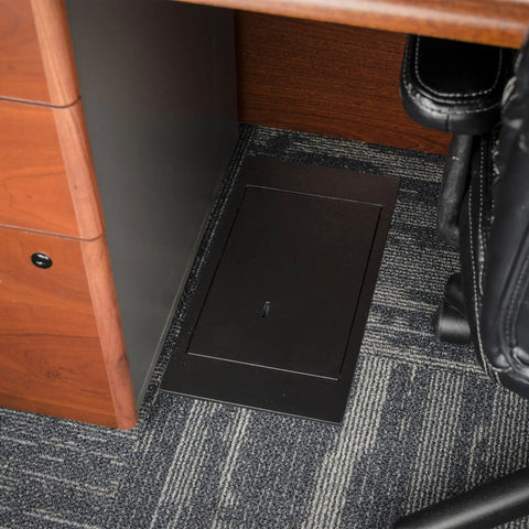 Hidden Floor Safe With Key Lock, Solid Steel Construction, Concealed Underfloor Design, Dual Locking Bolts, Secure Storage under desk