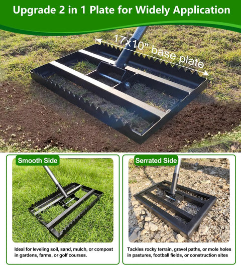 Tough As Nails Heavy Duty Lawn Leveling Rake With 74 Inch Adjustable Handle Reinforced Welds And Reversible Plate for versatile use