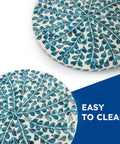 Dope Coastal Style Lazy Susan Turntable With Capiz Shell Inlay 12.5 Inch Wooden Rotating Tray Detail View, Easy to Clean