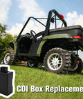 Premium Ignition CDI Module Box Fits 400 500 Series ATV Models 2004 To 2014 shown with ATV on grass